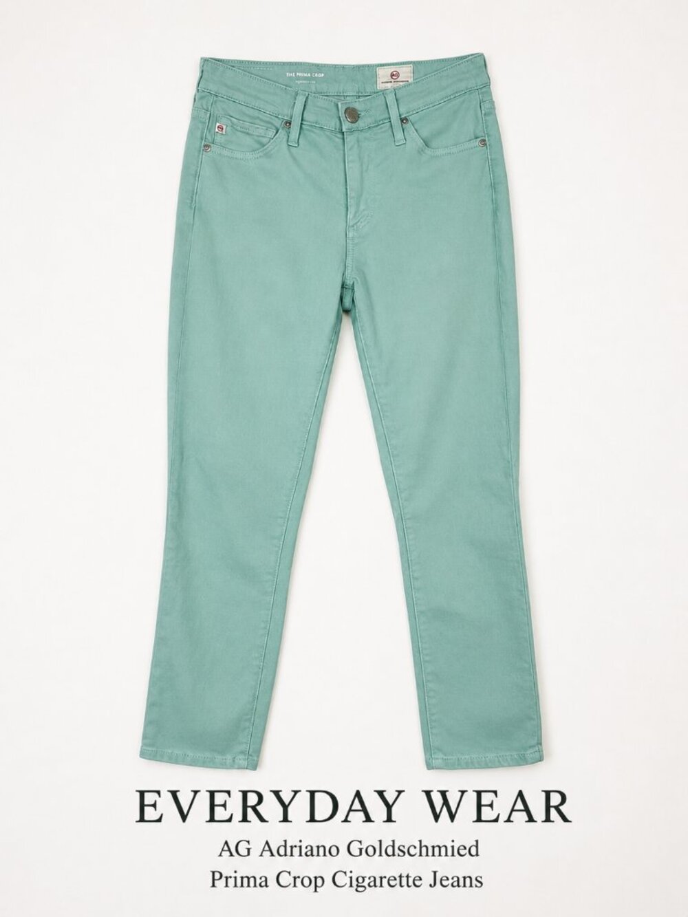 AG Prima Crop Cigarette Jeans Mint Green Stretch Denim 24